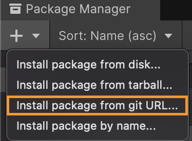 Add Package from Git URL option