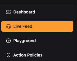 Navigating to Live Feed in PlaySafe Dashboard