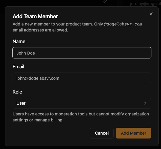 Add team member form