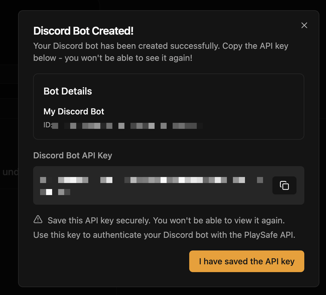 API key display