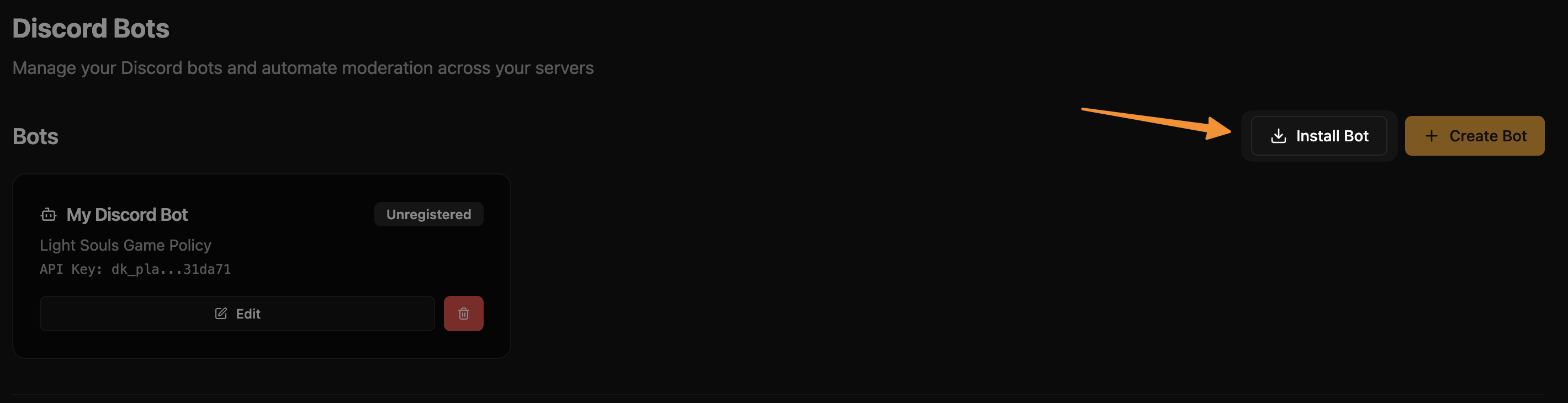Install Bot button