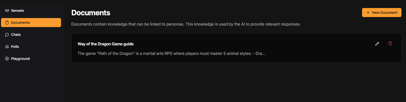 Sensei Documents View